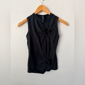 SKIMS Sold Out COTTON JERSEY HEART Cutout TANK TOP Black Soot Size XS